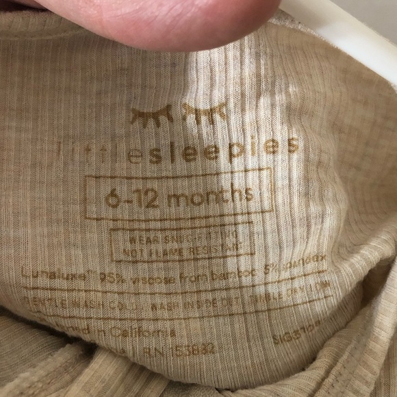 Little Sleepies Ribbed Heathered Oatmeal Bamboo Blend Zippie Sleeper 6-12 Months - Picture 2 of 6